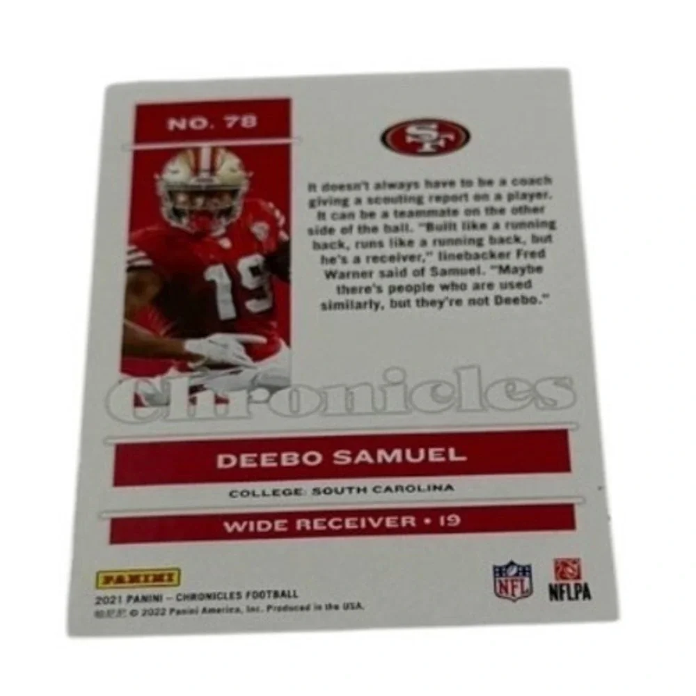 2021 Panini Chronicles Deebo Samuel 78 San Francisco 49ers Football Card